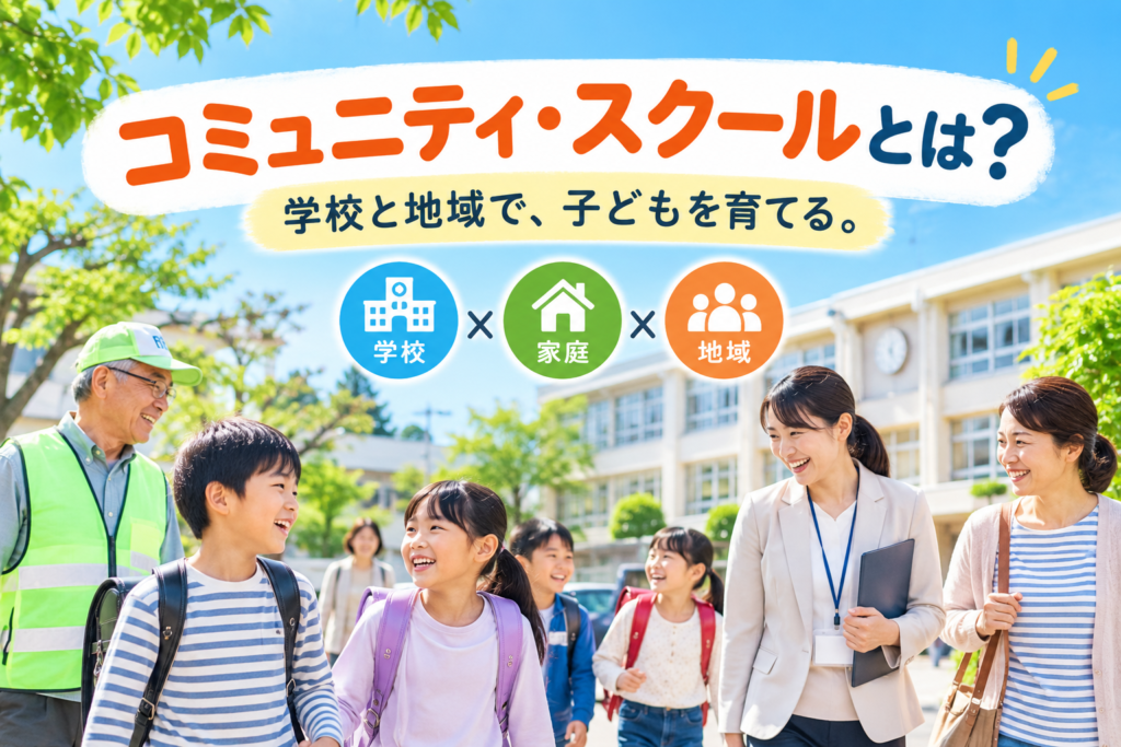 学校を中心に子ども・保護者・地域住民がつながる地域教育のイメージ
